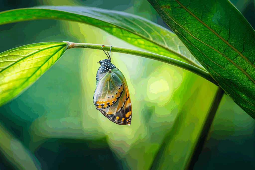 פרפר יוצא מגולם על ענף