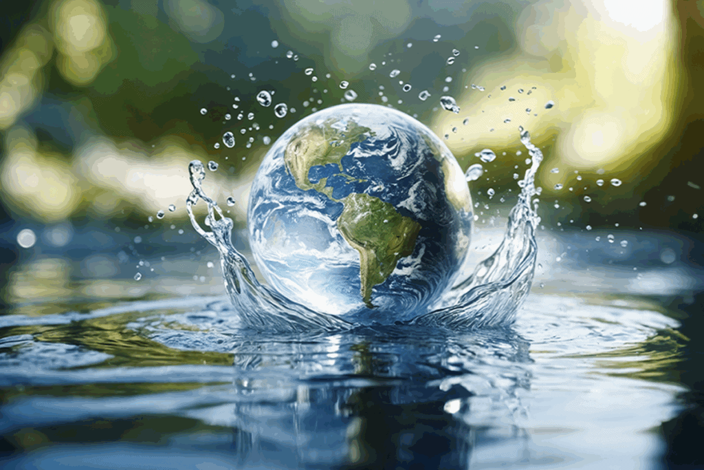 כדור הארץ על שלולית מים