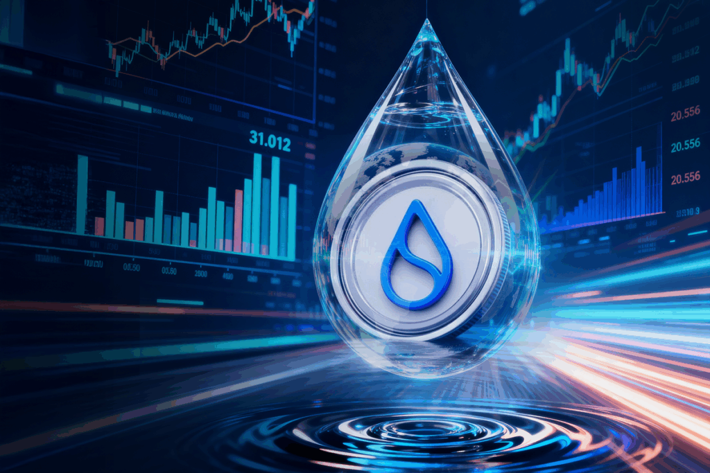 מטבע SUI על רקע גרפים, ביטס אוף גולד